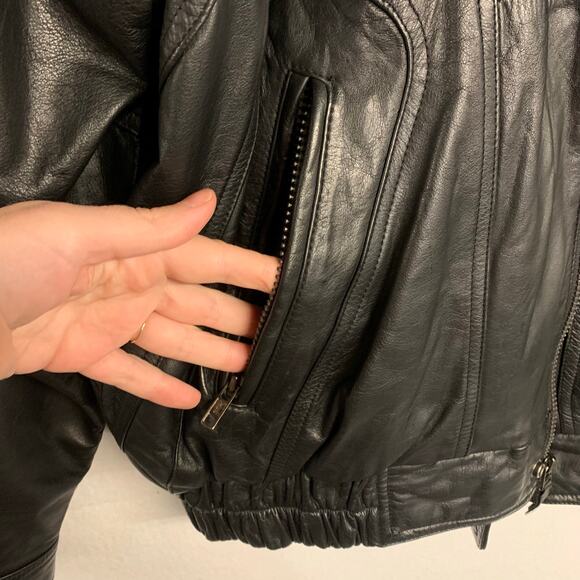Vintage Y2K Black Bomber Oversized 100% Genuine Leather Off Duty Model Oversized - Picture 8 of 12